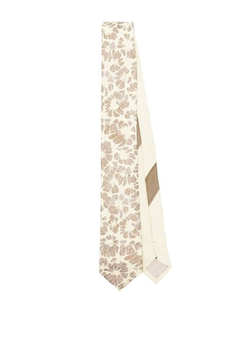 Beige printed silk tie Dries Van Noten - men DRIES VAN NOTEN | 2510216001901200